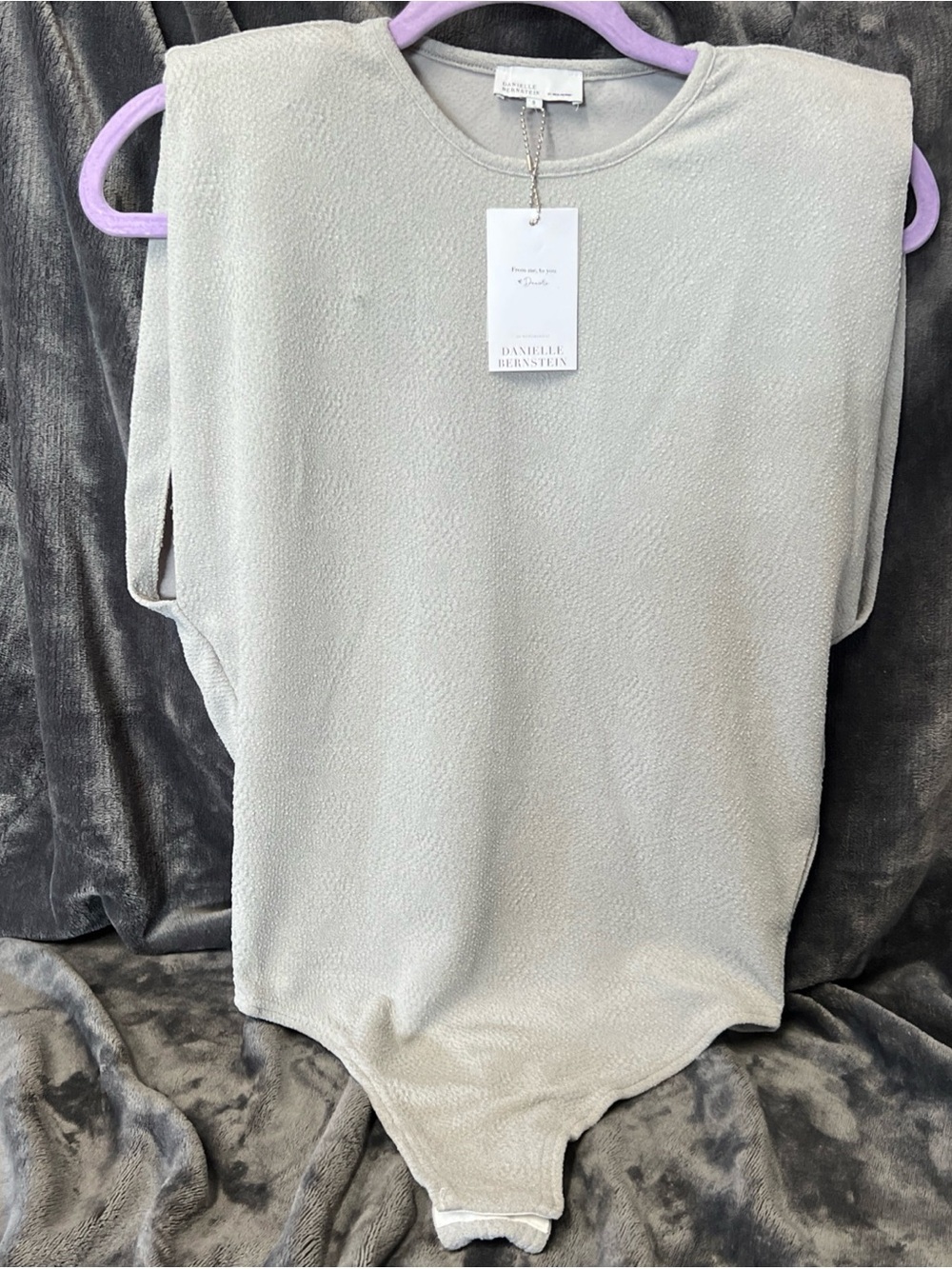 Danielle Bernstein Sleeveless Bodysuit in Light Gray business padded size S
